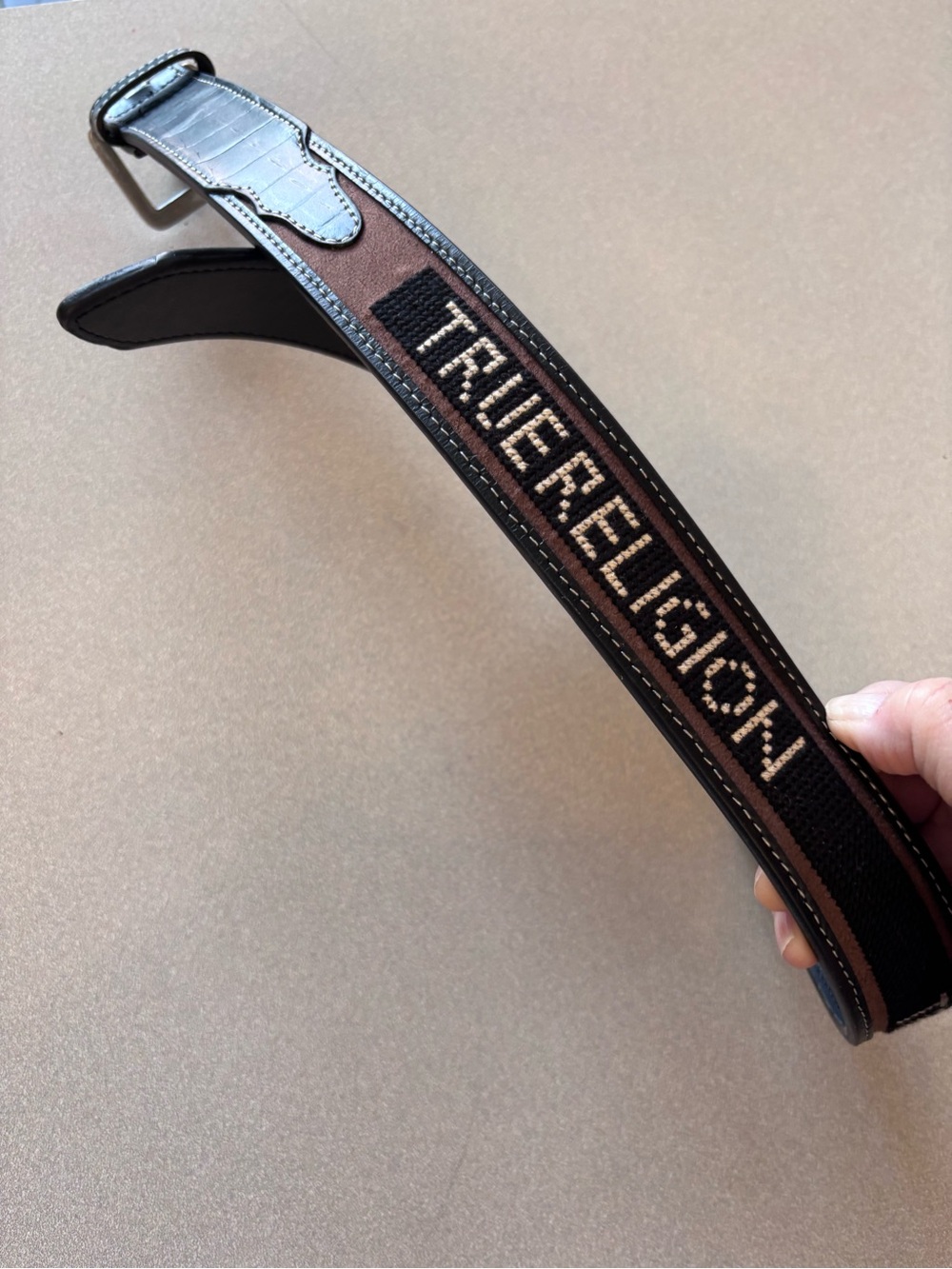 NEW True Religion Joaquin Leather Strap Belt Brown and Black